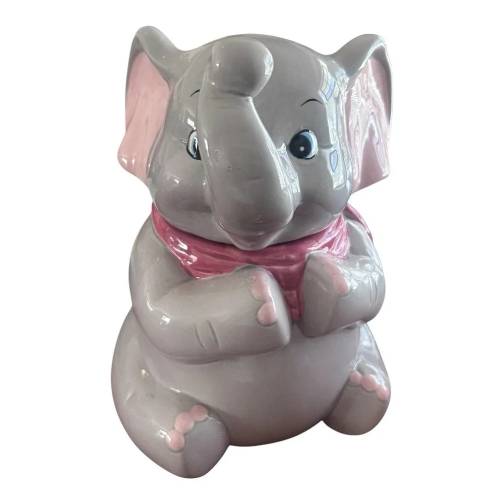 Vintage 1950s Baby Elephant Ceramic Cookie Jar Dumbo-esque Rare